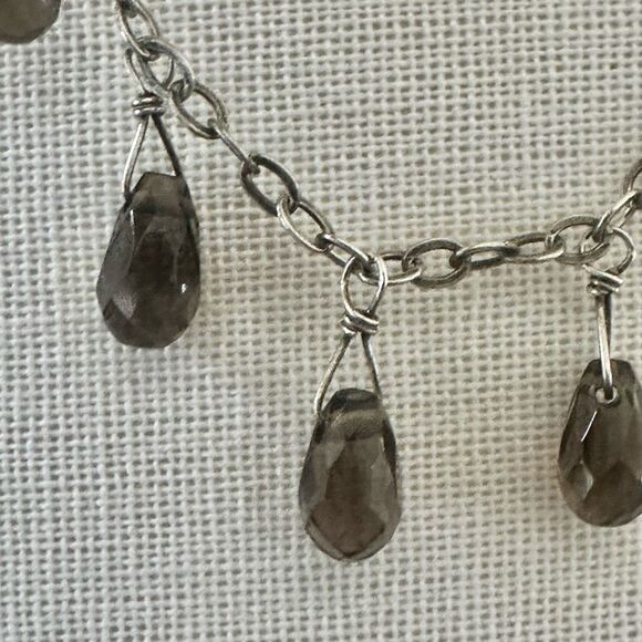 Vintage Silpada Sterling Silver Smoky Quartz Drop Necklace - Picture 3 of 11